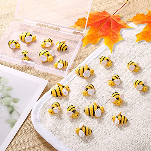 MIKIMIQI 55 Pcs Tiny Resin Bees Decor Bumble Bee Embellishment Resin Bees Craft Decorations with Storage Box for DIY Craft Wreath Scrapbooking Party Home Decor, 0.98 Inch, 0.74 Inch, 0.55 Inch - Image 3