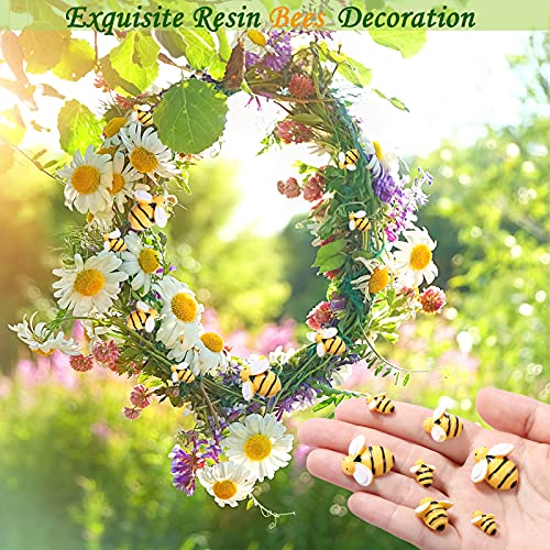MIKIMIQI 55 Pcs Tiny Resin Bees Decor Bumble Bee Embellishment Resin Bees Craft Decorations with Storage Box for DIY Craft Wreath Scrapbooking Party Home Decor, 0.98 Inch, 0.74 Inch, 0.55 Inch - Image 5