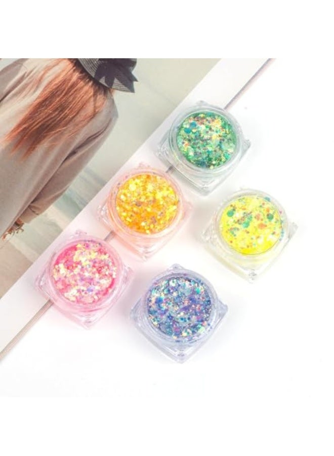 12 Colors Glow in The Dark Body Face Glitter Gel, Self-Adhesive UV Iridescent Chunky Glitter for Hair, Eyeshadow, Carnival, Halloween & Party Makeup - Image 2