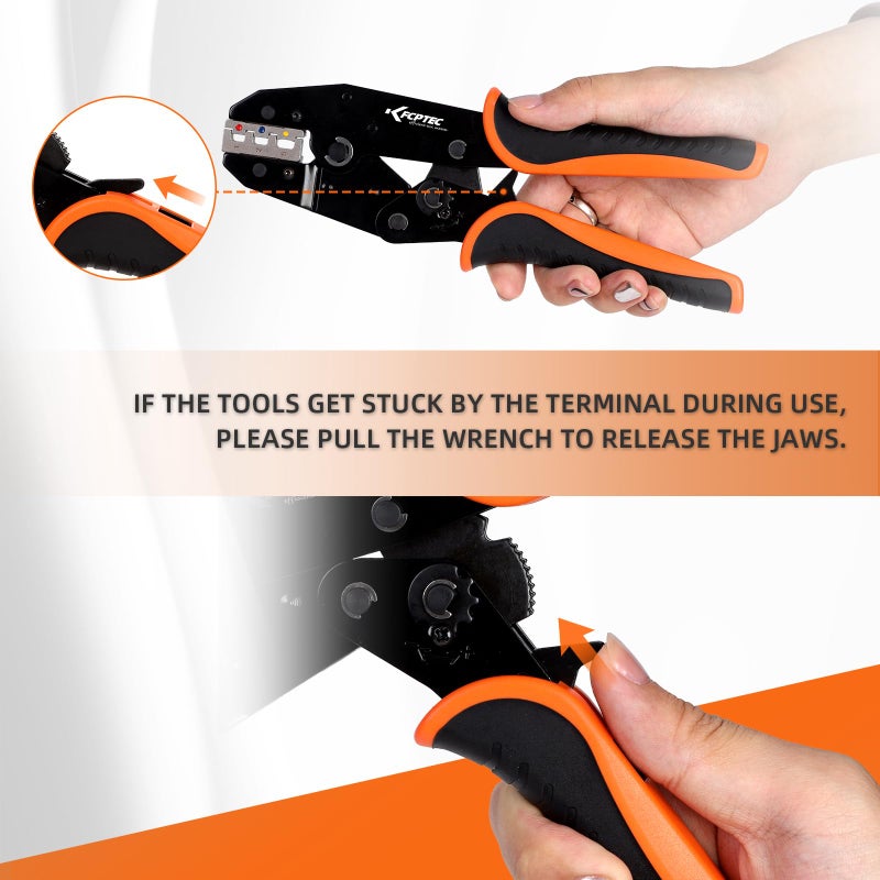 KF CPTEC Crimping Tool Set 9 PCS - Ratcheting Wire Crimper - Quick Exchange Jaw for Heat Shrink, Open Barrel, Insulated Electrical Connectors,Insulated and Non-Insulated Ferrules, solar connector - Image 5