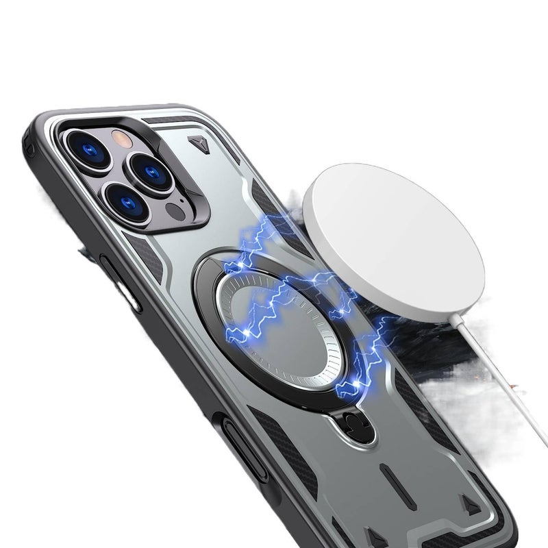 MagSafe iPhone 15 Pro TPU Case Protective for iPhone 15 15 Plus 15 Pro 15 Pro Max and 360 Rotating Kickstand and Kickstand in Blue - Image 4