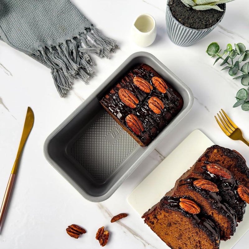 Bakeley Loaf Pan, 9 x 5 Inch Ceramic Coated Nostick Banana Bread Pan - Sourdough Aluminum Rectangle Toast and Cake for Oven Baking, Grey and Whit - Image 5