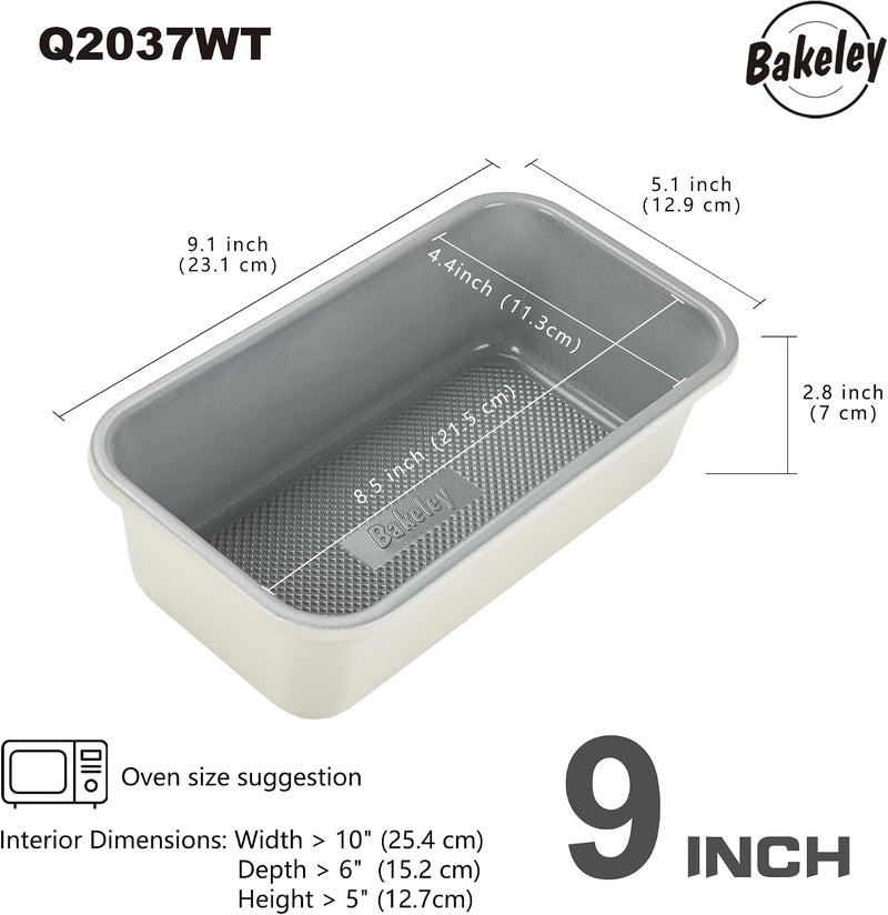 Bakeley Loaf Pan, 9 x 5 Inch Ceramic Coated Nostick Banana Bread Pan - Sourdough Aluminum Rectangle Toast and Cake for Oven Baking, Grey and Whit - Image 2