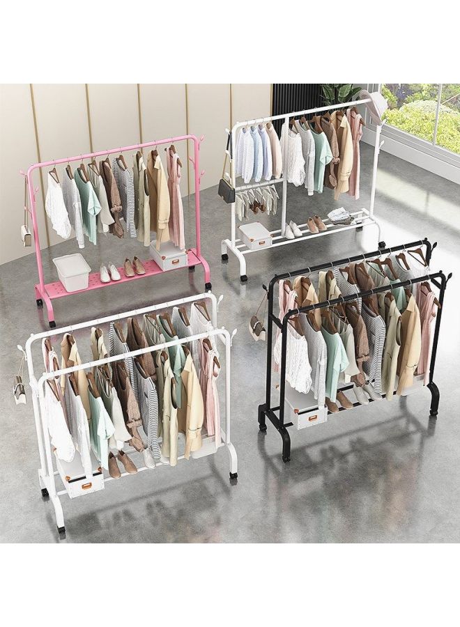 Bold Hanger Floor Drying Rack Household Indoor Folding Vertical Clothes Shelf Simple Wardrobe Storage-Color:Black  Coat Rack Length 1.5m  - Image 3