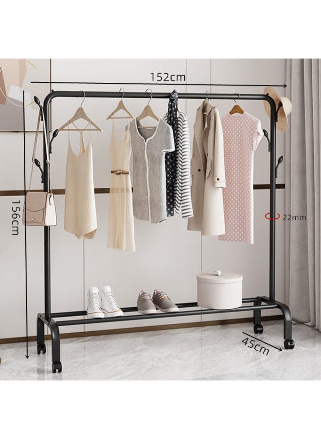 Bold Hanger Floor Drying Rack Household Indoor Folding Vertical Clothes Shelf Simple Wardrobe Storage-Color:Black  Coat Rack Length 1.5m  - Image 1
