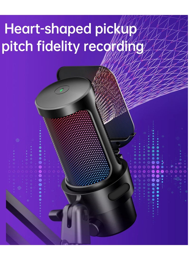 EzzySo - Wired Microphone Gaming Condenser Microphone Professional Desktop Recording Mic With Adjustable Arm Stand For Studio Recording Dubbing Network Online Class - Image 1