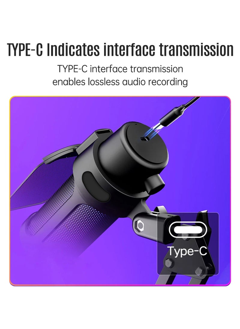 EzzySo - Wired Microphone Gaming Condenser Microphone Professional Desktop Recording Mic With Adjustable Arm Stand For Studio Recording Dubbing Network Online Class - Image 1
