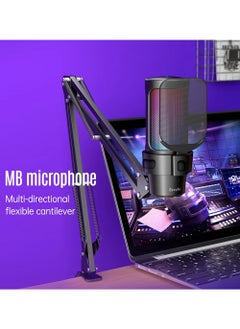 EzzySo Wired Microphone Gaming Condenser Microphone Professional Desktop Recording Mic With Adjustable Arm Stand For Studio Recording Dubbing Network Online Class  - Image 3