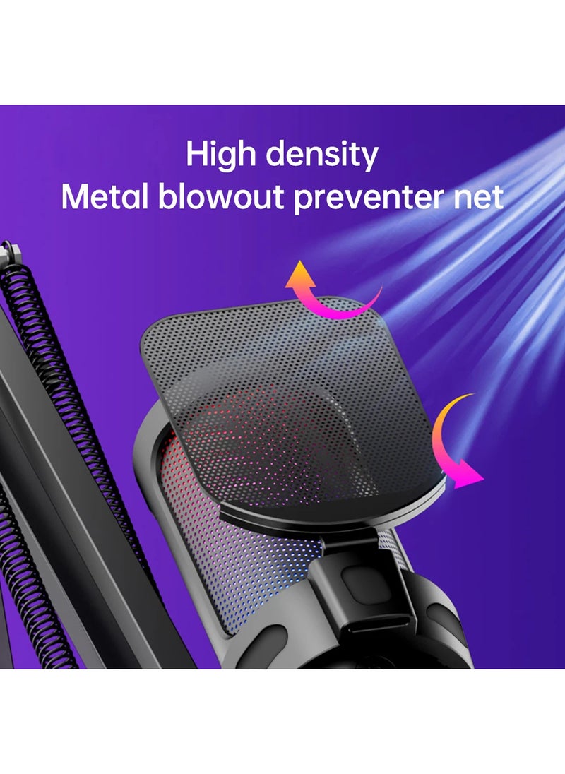 EzzySo - Wired Microphone Gaming Condenser Microphone Professional Desktop Recording Mic With Adjustable Arm Stand For Studio Recording Dubbing Network Online Class - Image 1