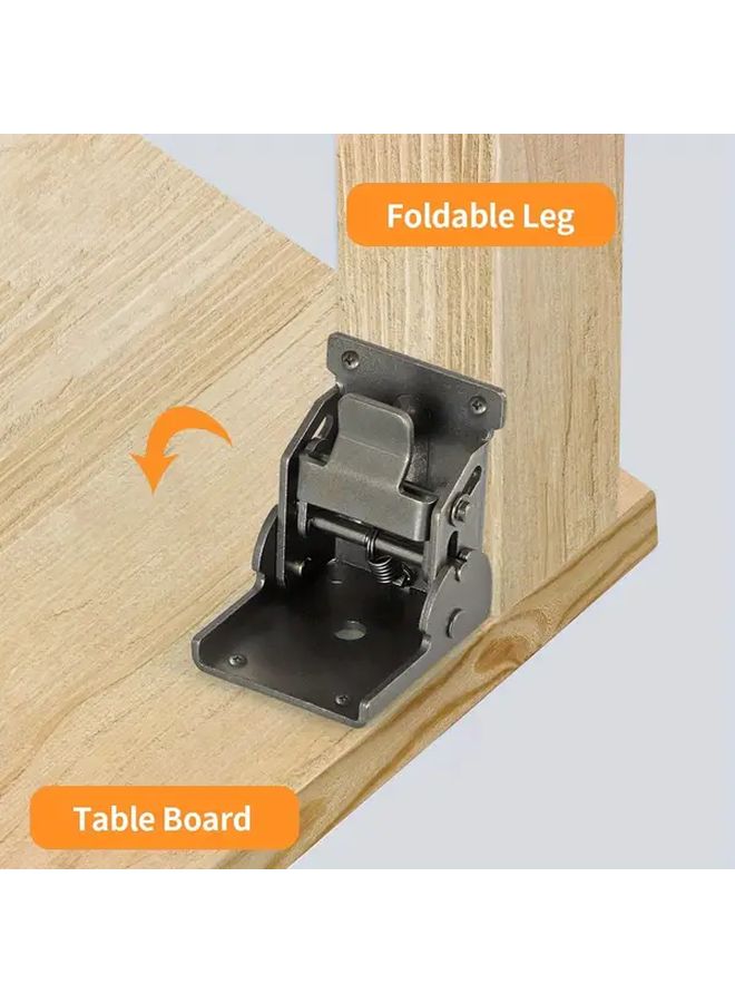 4 Pcs Folding Table Leg Brackets Black Foldable Self Locking Hinges With Screws Extension Support For Workbench Wall Shelf Each Pair 650 Lbs Capacity - Image 5