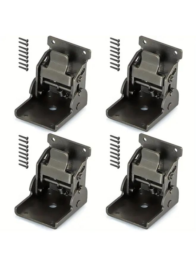 4 Pcs Folding Table Leg Brackets Black Foldable Self Locking Hinges With Screws Extension Support For Workbench Wall Shelf Each Pair 650 Lbs Capacity - Image 1