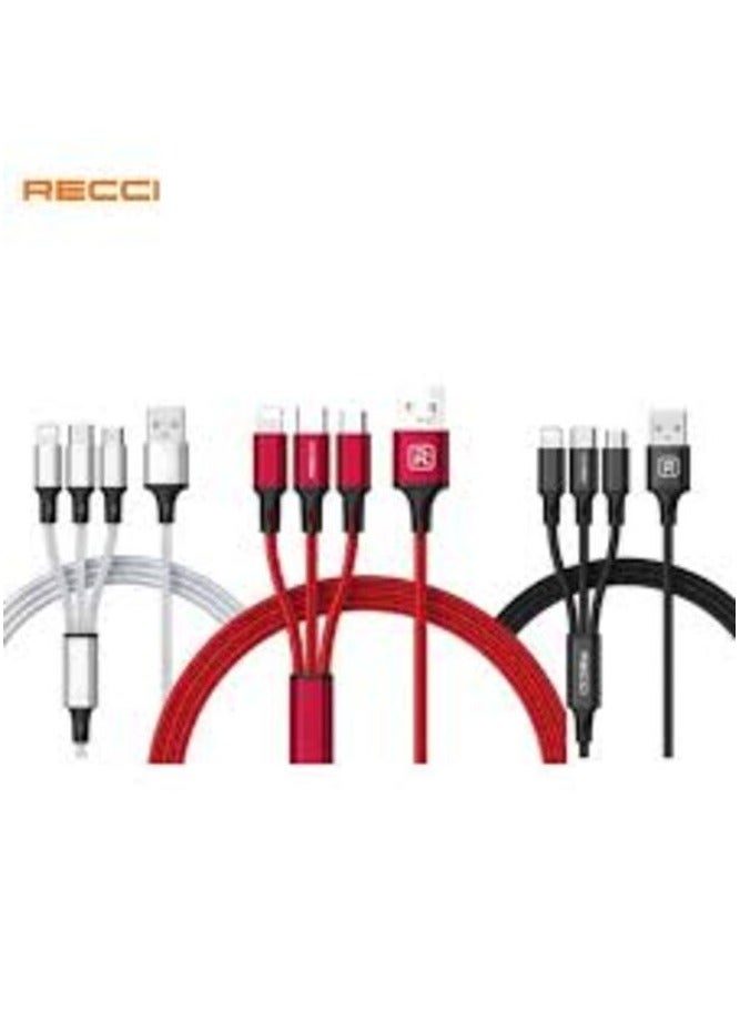 ريتشي كابل Ricci RCS-D120 متعدد 3-في-1 للشحن السريع | USB إلى Type-C وMicro USB وLightning | متين لنقل البيانات والشحن - Image 2