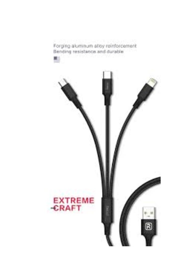 ريتشي كابل Ricci RCS-D120 متعدد 3-في-1 للشحن السريع | USB إلى Type-C وMicro USB وLightning | متين لنقل البيانات والشحن - Image 3