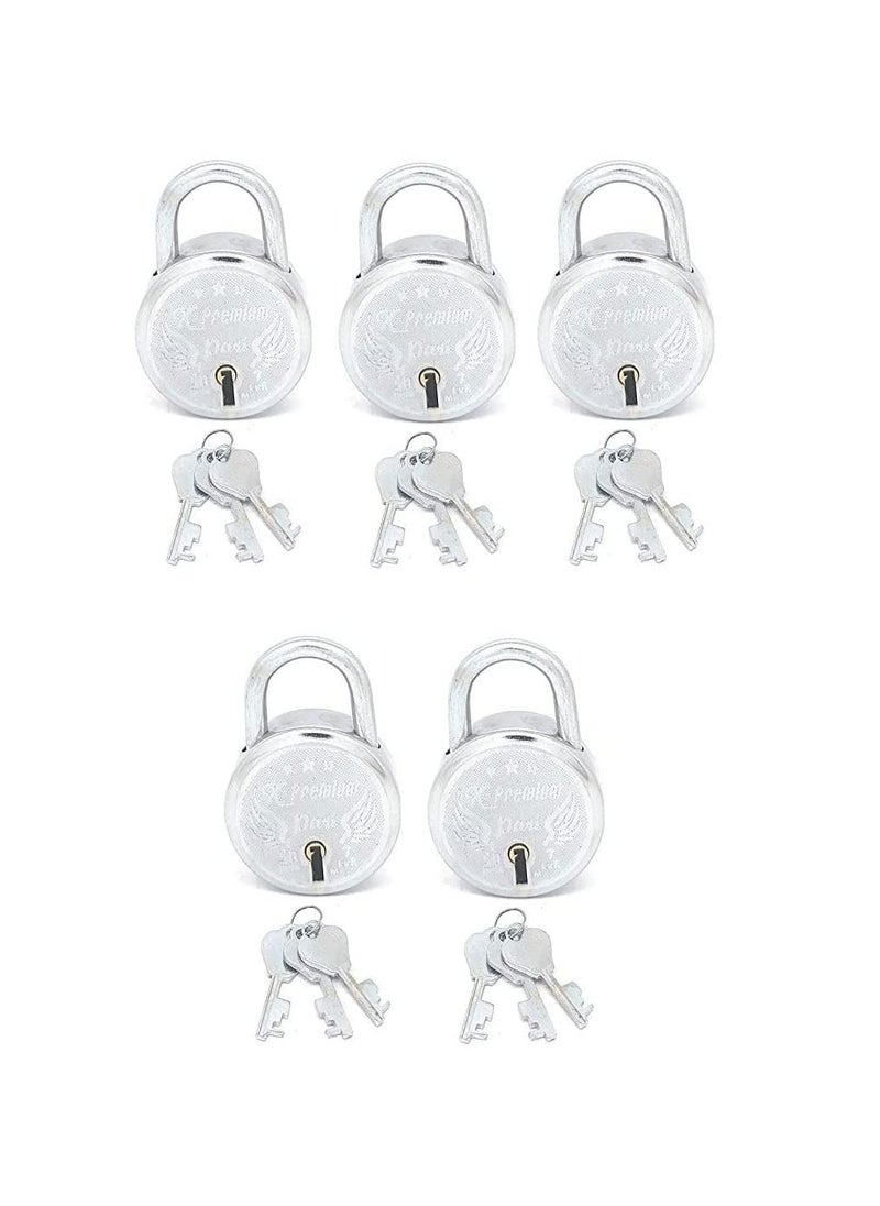 SMART SHOPHAR Smart Shophar Steel XPremium Padlock 50 MM Silver Pack of 5 with 3 KeysMultipurpose Hardened Shackle Padlock for Door Gate Shutter and HomeDrill Resistant Body  - Image 1