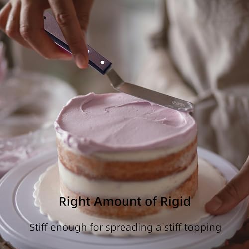 LEGERM Cake Decorating Angled Icing Spatula Set of 6 8 & 10 Inch Wooden Handle Stainless Steel Offset Frosting Spatulas - Image 5