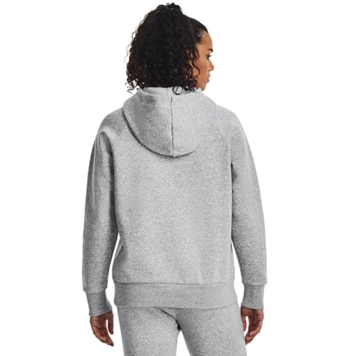 Under Armour Womens Rival Fleece Hoodie, (013) Mod Gray Light Heather / / White, Large - Image 2