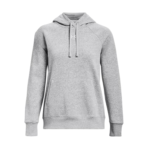 Under Armour Womens Rival Fleece Hoodie, (013) Mod Gray Light Heather / / White, Large - Image 4