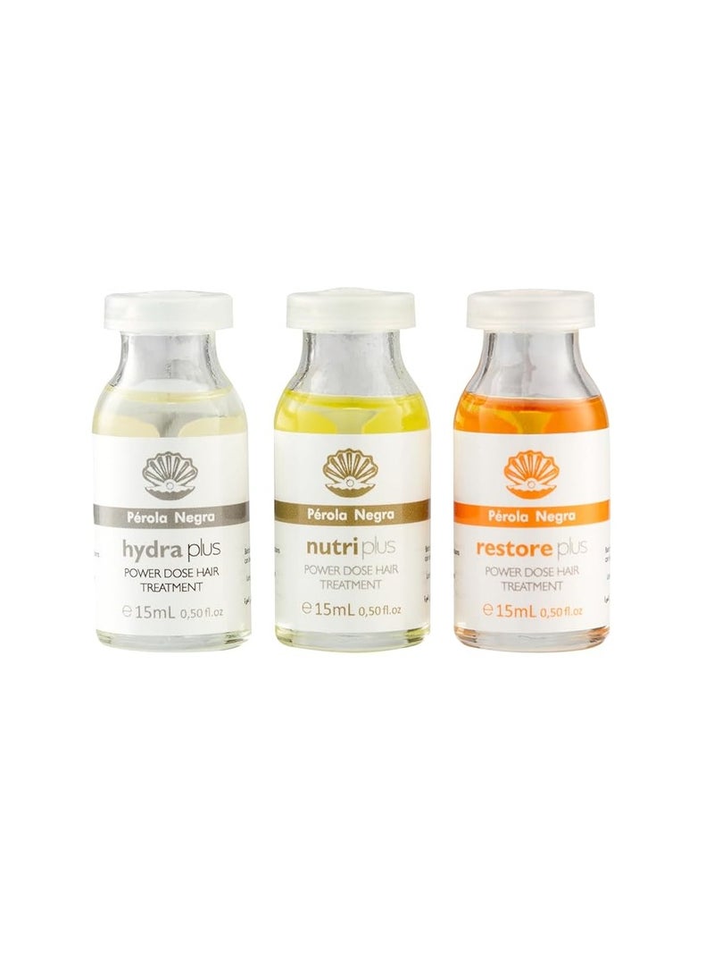 Perola Negra أمبولات بيراولا نيغرا كرونوبلاس، إصلاح، جدول الشعر - جرعة قوية لعلاج الشعر التالف - 15 مل لكل أمبولة (علبة تحتوي على 3 أمبولات) - Image 2