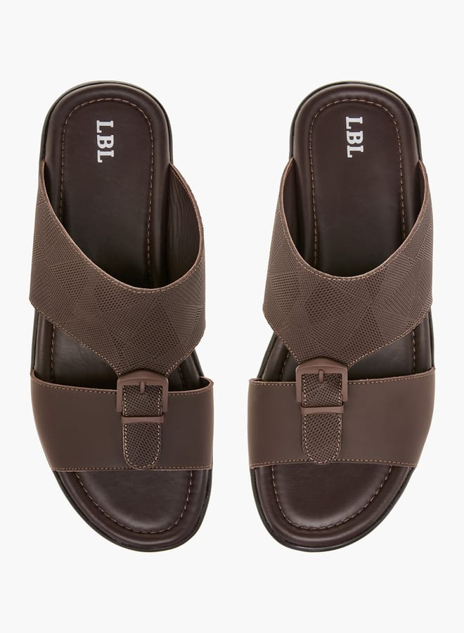 LBL by Shoexpress Men Textured Slip-On Arabic Sandals with Buckle Detail Ramadan Collection - Image 2