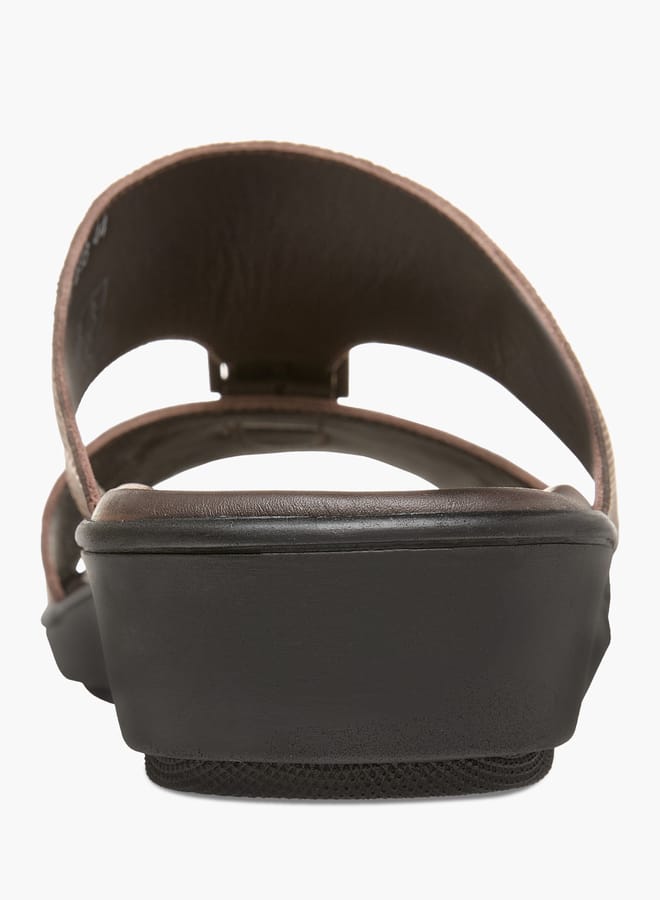 LBL by Shoexpress Men Textured Slip-On Arabic Sandals with Buckle Detail Ramadan Collection - Image 4