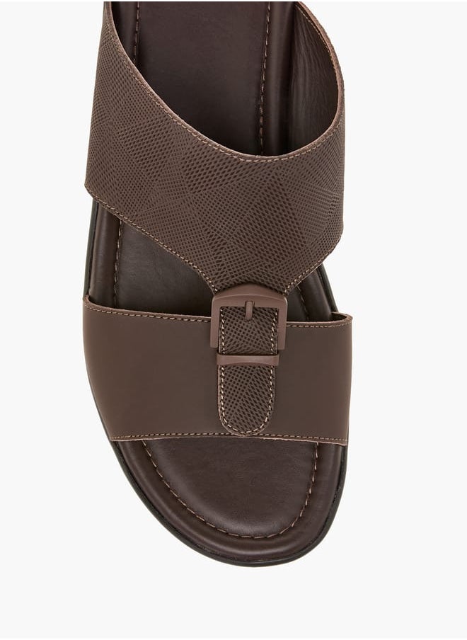 LBL by Shoexpress Men Textured Slip-On Arabic Sandals with Buckle Detail Ramadan Collection  - Image 3