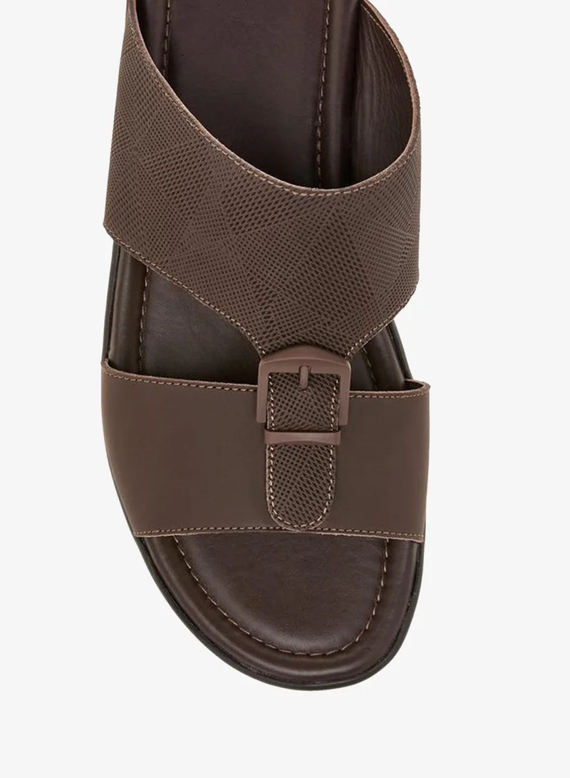 LBL by Shoexpress Textured Slip-On Arabic Sandals With Buckle Detail