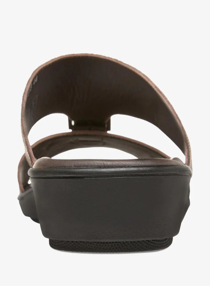 LBL by Shoexpress Textured Slip-On Arabic Sandals With Buckle Detail