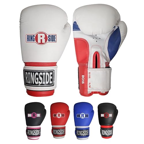 Ringside قفازات تدريب الملاكمة الاحترافية من رينغسايد، كيك بوكسينغ، موياي تاي، جل، للملاكمة، صغيرة/متوسطة، بيضاء - Image 1