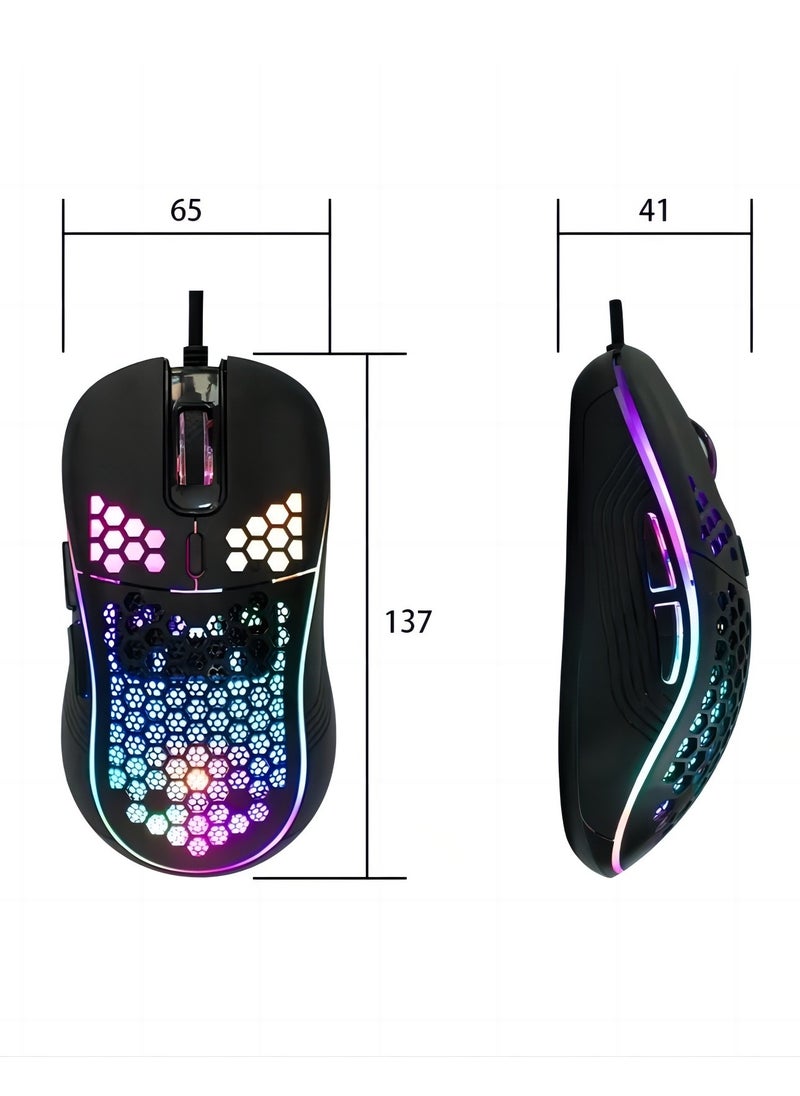 R8 - R8 1619A RGB Gaming Mouse – Multi-Mode Lighting, DPI Control, Comfortable Design, Compatible with Windows and Mac-BLACK - Image 1