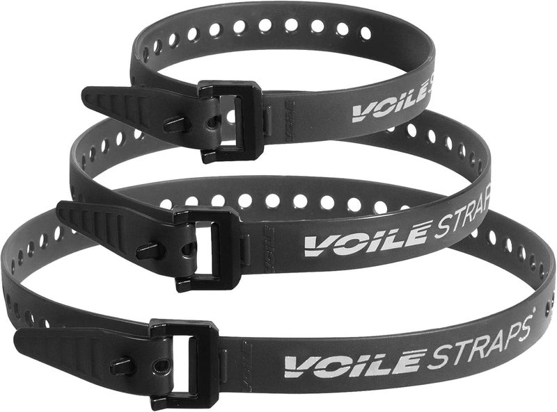Straps® 3 Pack – Nylon Buckle | 3-Pack of Heavy-Duty UV-Resistant Polyurethane Straps | 15", 20", and 25" | Outdoor, Bikepacking, Repairs – Made in USA (Black)