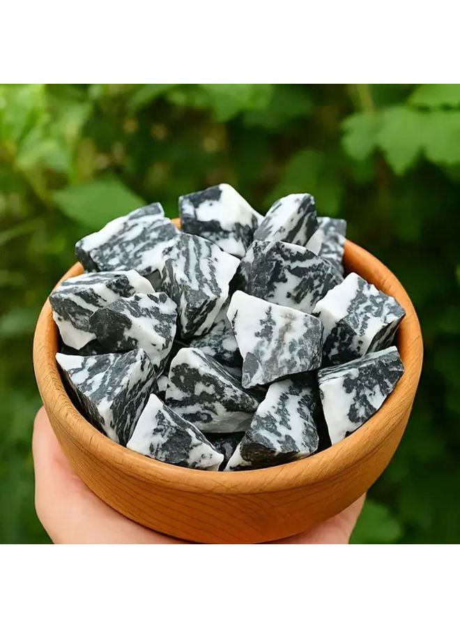 Natural Zebra Stone Raw Crystal 100g Black White Marbled For Fish Tanks Decor - Image 2