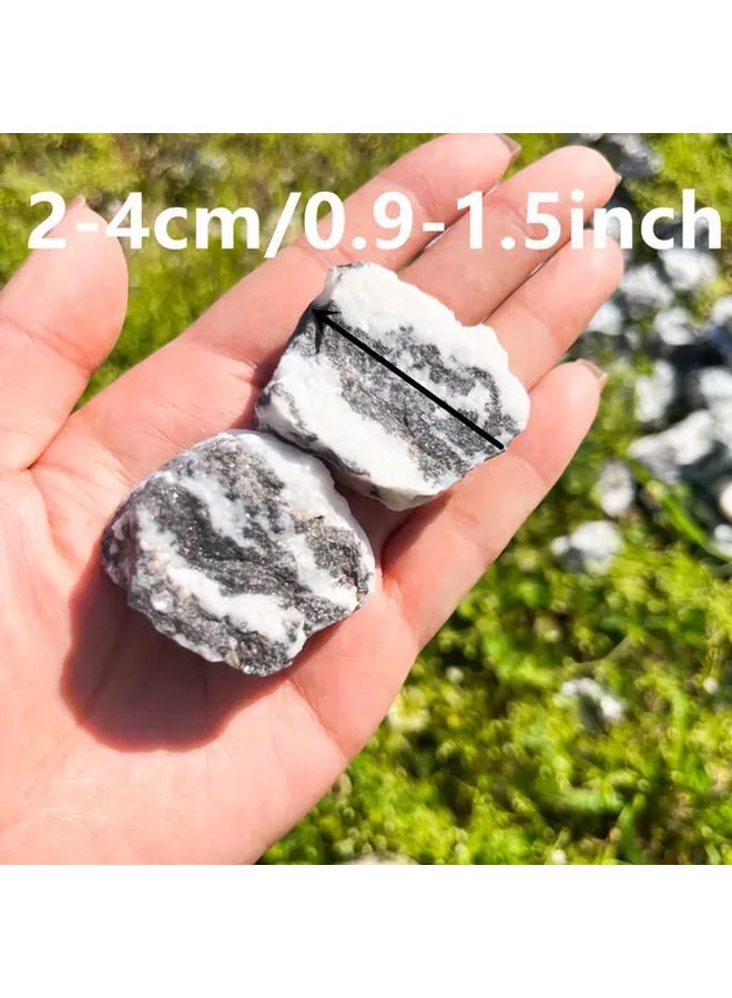 Natural Zebra Stone Raw Crystal 100g Black White Marbled For Fish Tanks Decor - Image 4