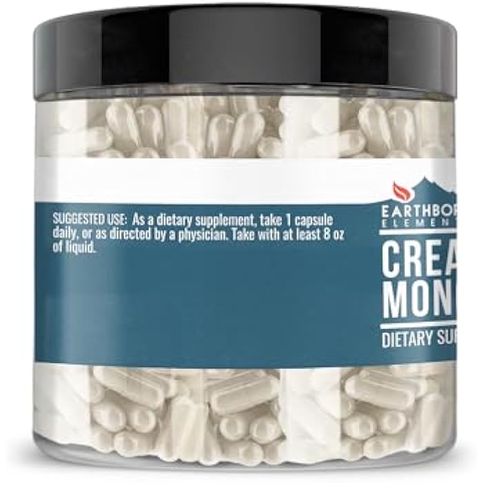 Earthborn Elements Creatine Monohydrate 200 Capsules, Pure & Undiluted, No Additives - Image 3