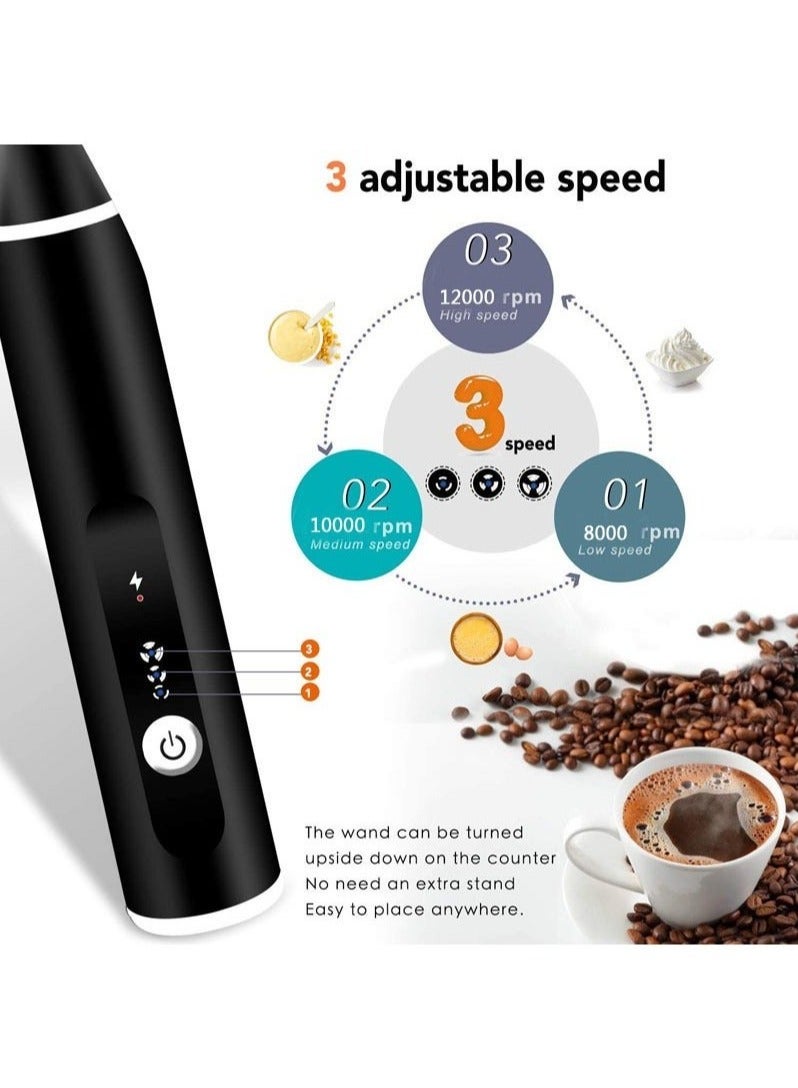 ترينفي خفاقة حليب - خفاقة كهربائية محمولة، خفاقة قهوة بثلاث سرعات قابلة لإعادة الشحن عبر USB وخلاط مشروبات للماتشا والكابتشينو واللاتيه والشوكولاتة الساخنة، تتضمن خفاقتين من الفولاذ المقاوم للصدأ وفرشاة تنظيف (قد يختلف اللون) - Image 5