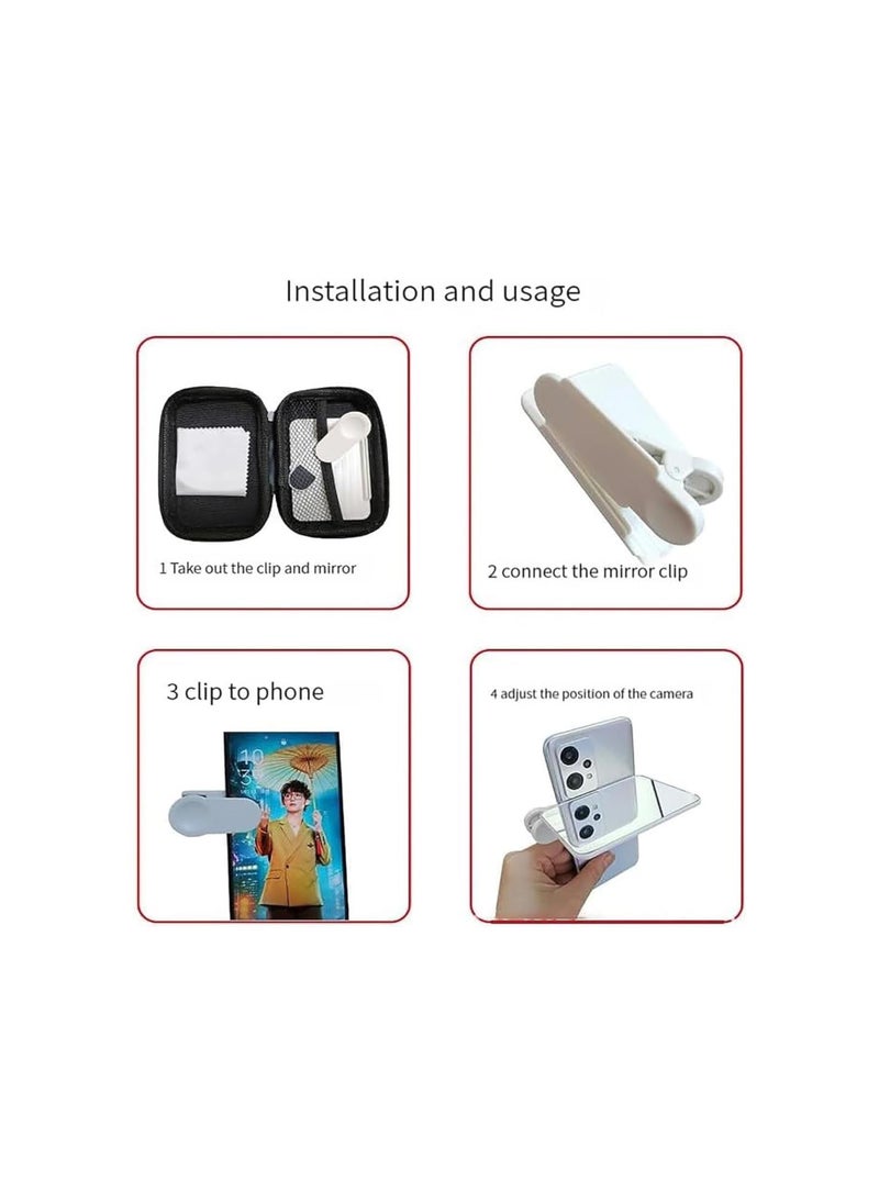 Generic - Smartphone Camera Mirror Reflection Clip Kit, Mobile Phone Reflection Camera Clip Selfie Reflector, Adjustable Phone Camera Mirror Reflection Clip Kit, Universal Phone Clip (2 Pcs-Black) - Image 1