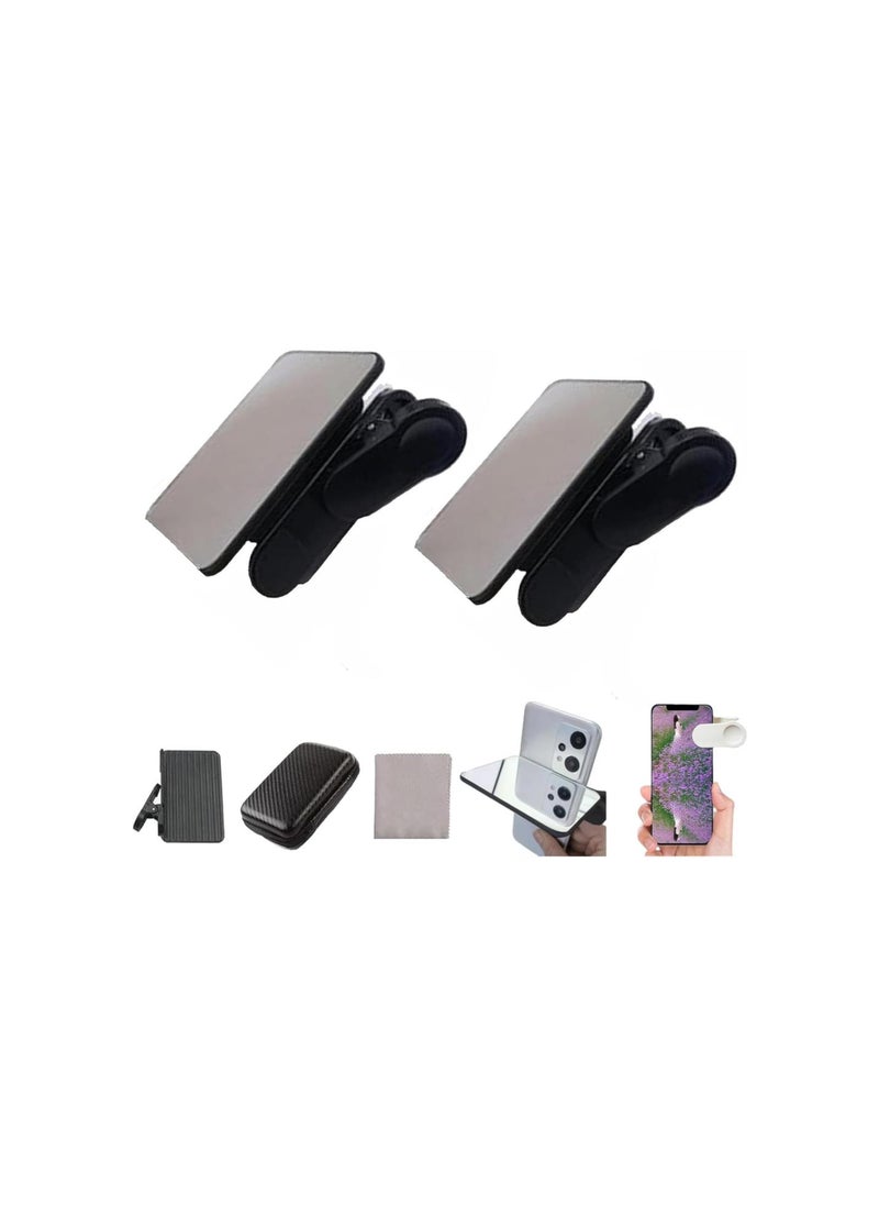 Generic - Smartphone Camera Mirror Reflection Clip Kit, Mobile Phone Reflection Camera Clip Selfie Reflector, Adjustable Phone Camera Mirror Reflection Clip Kit, Universal Phone Clip (2 Pcs-Black) - Image 1
