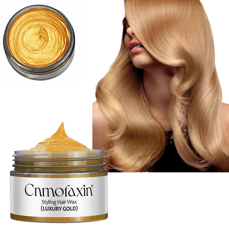 Hair Color WaxGold Temporary Hair Wax ColorInstant Cream Pomade for HalloweenParty Cosplay and Easy Cleaning 423 oz