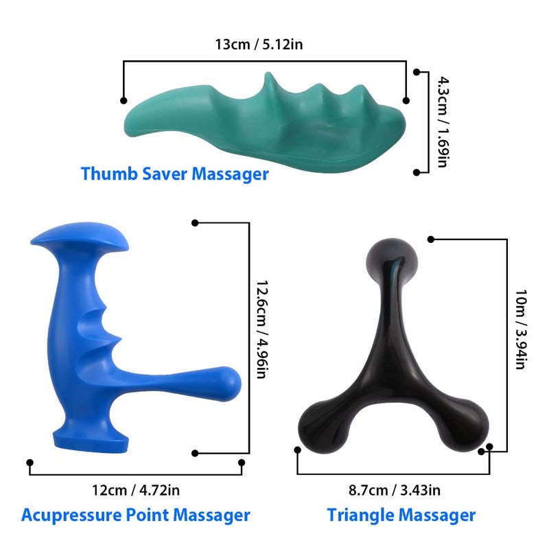 Abnaok Manual Trigger Point Massage Tool and Thumb Saver for Full Body Deep Tissue Massage, with 3-Legged Massage Knobs, Stress Relief - Image 2