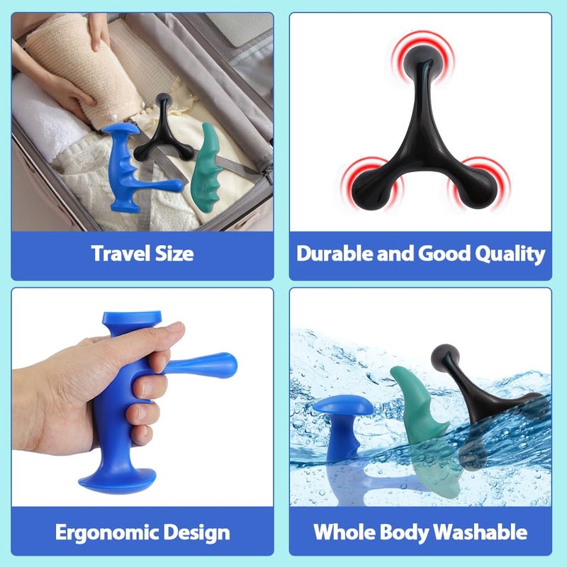 Abnaok Manual Trigger Point Massage Tool and Thumb Saver for Full Body Deep Tissue Massage, with 3-Legged Massage Knobs, Stress Relief - Image 3