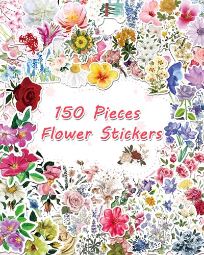 AOWDIAO 150 Pcs Flower Stickers Waterproof Floral Vinyl Stickers Decals for Water Bottles Laptop Scrapbooking Journaling - Image 2