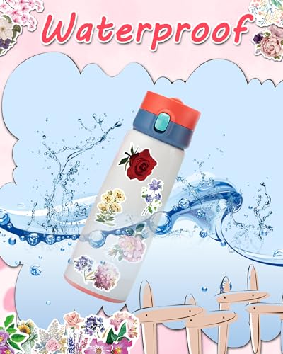 AOWDIAO 150 Pcs Flower Stickers Waterproof Floral Vinyl Stickers Decals for Water Bottles Laptop Scrapbooking Journaling - Image 5