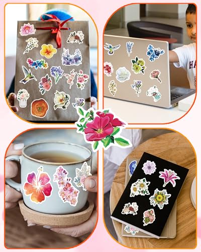 AOWDIAO 150 Pcs Flower Stickers Waterproof Floral Vinyl Stickers Decals for Water Bottles Laptop Scrapbooking Journaling - Image 3