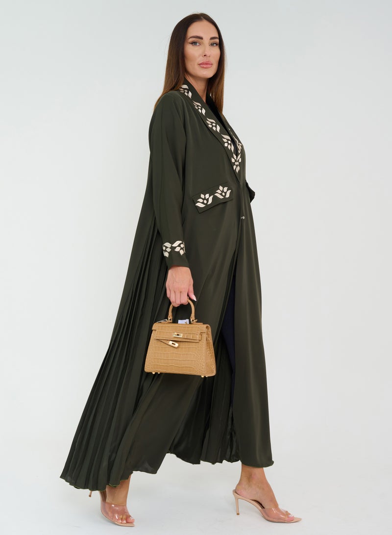 روزيت عباية عباية فرنسية بثنيات جانبية وتصميم تطريز - Image 3