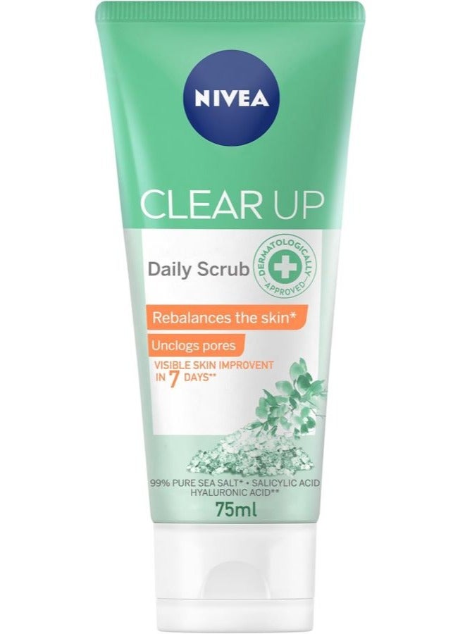 Nivea Face Scrub Daily Exfoliating Clear Up Unclogs Pores with Sea Salt75 ML - Image 1