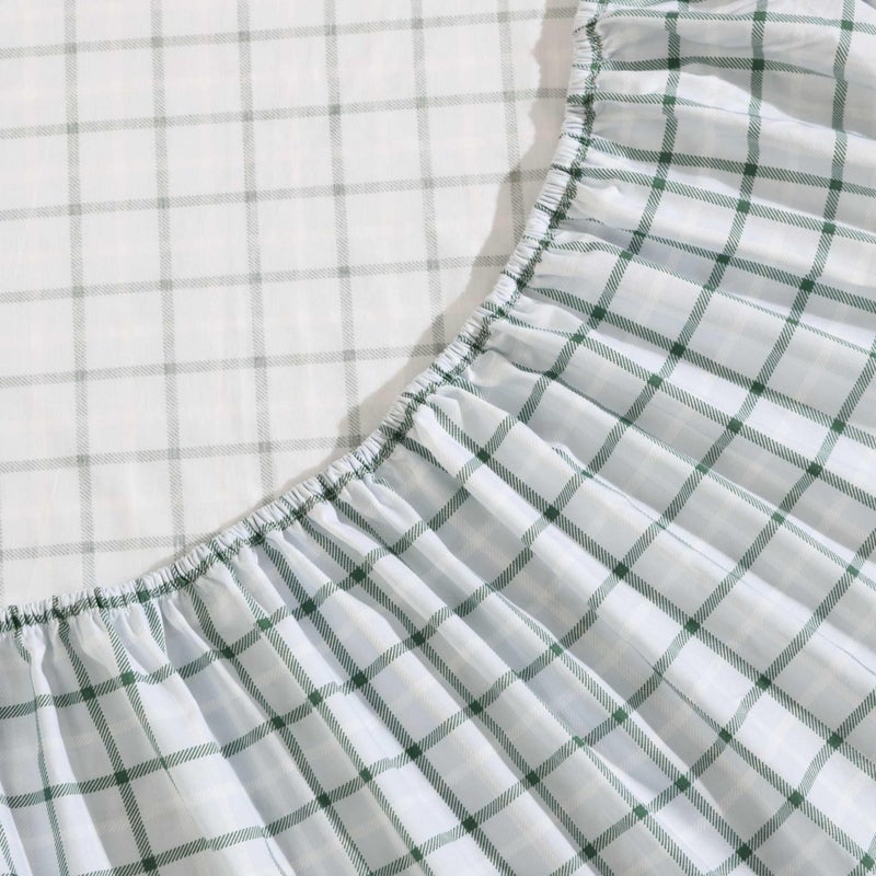 Eddie Bauer - Queen Sheet Set  Premium Cotton Percale Bedding Set  Plaid Home Decor  Oeko-Tex Certified (Classic Tattersall Plaid Green  Queen) - Image 4