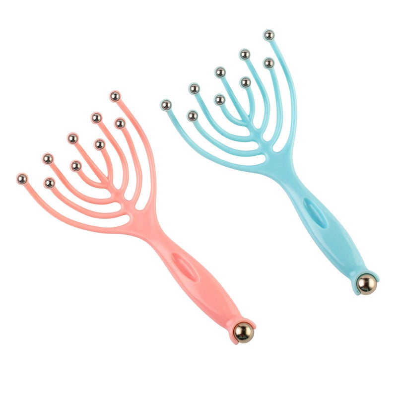 Random Color Nine-Claw Head Massager with 2pcs Compressed Cleaning Towels, Scalp Relaxation and Itch Relief, Meridian Pressure Multi-Functional Massage Comb - Image 4