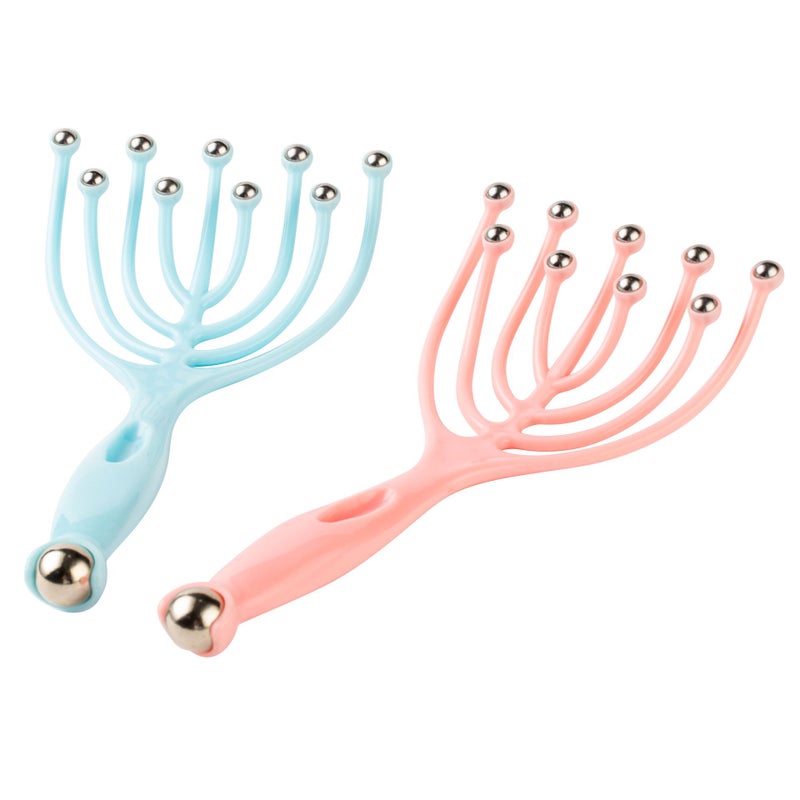 Random Color Nine-Claw Head Massager with 2pcs Compressed Cleaning Towels, Scalp Relaxation and Itch Relief, Meridian Pressure Multi-Functional Massage Comb - Image 2