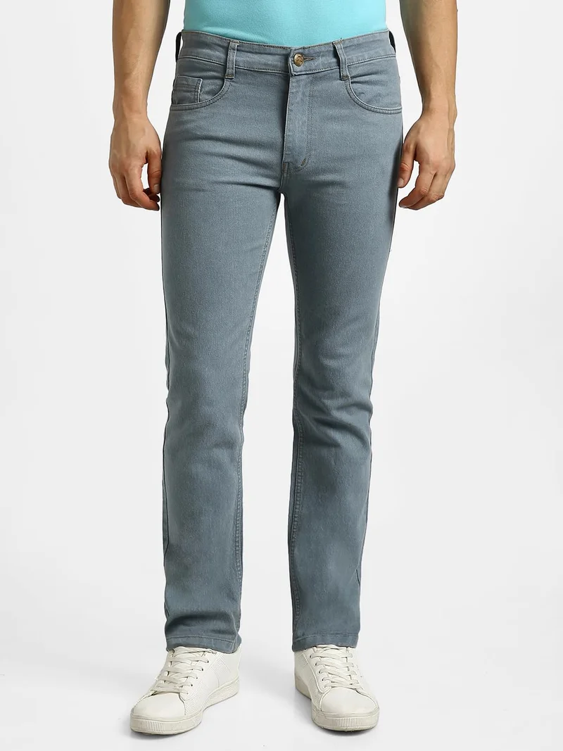 Urbano Fashion Men's Light Grey Regular Fit Washed Jeans Stretchable