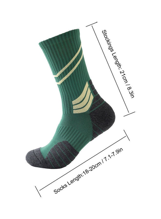 NIBEMINENT 2 Pairs Men Cycling Socks Striped Elastic Breathable Anti-Slip Towel Bottom Running Basketball Sports Stockings 19x3x18cm  - Image 3