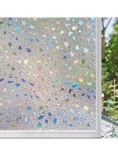 Window Privacy Film, 3D Decorative Colored Windows Hidden UV Non-adhesive Electrostatic Stained Glass Window Decals Static Adhesion Gravel Design DIY Cuttable Home Decoration (45x200 cm)